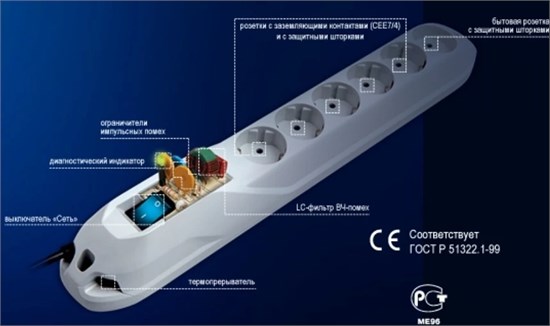Сетевой фильтр Pilot GL 1.8м 110619