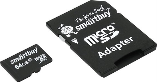 Карта памяти 64GB MicroSD SmartBuy + SD адаптер (SB64GBSDCL10-01) 503801
