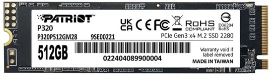 Накопитель SSD 512GB Patriot P320 (P320P512GM28) 510410