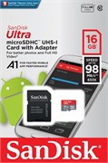 Карта памяти 16GB MicroSD SanDisk Ultra + SD адаптер (SDSQUAR-016G-GN6MA) 503725