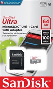 Карта памяти 64GB MicroSD SanDisk Ultra + SD адаптер (SDSQUNR-064G-GN3MA) 503799