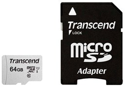 Карта памяти 64GB MicroSD Transcend + SD адаптер  (TS64GUSD300S-A) 503806