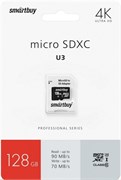 Карта памяти 128GB MicroSD SmartBuy + SD адаптер (SB128GBSDCL10U3-01) 503863