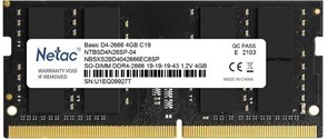 Оперативная память 4GB DDR4 2666MHz Netac SO-DIMM (NTBSD4N26SP-04) 510306