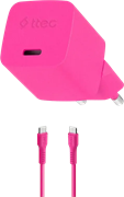 Сетевое зарядное устройство ttec SmartCharger Pro GAN 20W Neon Pink + USB-C Cable 121823
