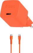 Сетевое зарядное устройство ttec SmartCharger Pro GAN 20W Neon Orange + USB-C Cable 122256