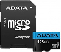 Карта памяти 128GB MicroSD ADATA Premier + SD адаптер  (AUSDX128GUICL10A1-RA1) 503822