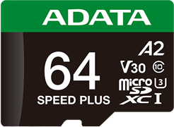 Карта памяти 64GB MicroSD ADATA SPEED PLUS + SD адаптер (UD64GUI3V30A2SP-RA1) 503652